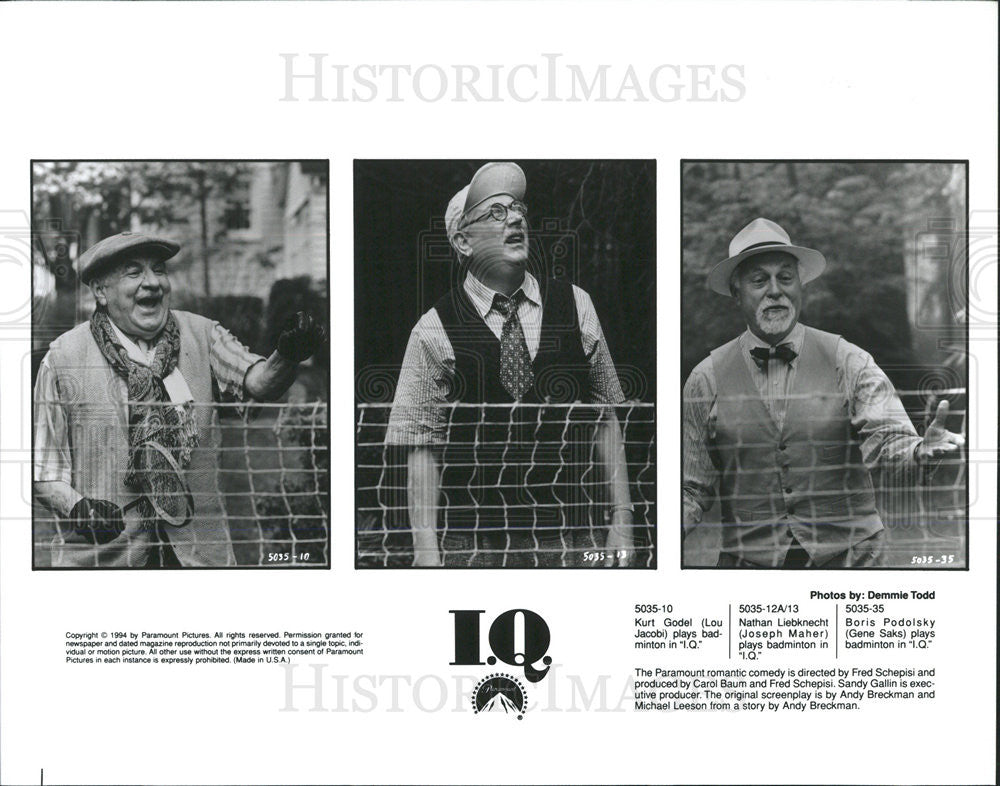 1994 Press Photo Lou Jacobi, Joseph Maher and Gene Saks star in &quot;I.Q.&quot; - Historic Images