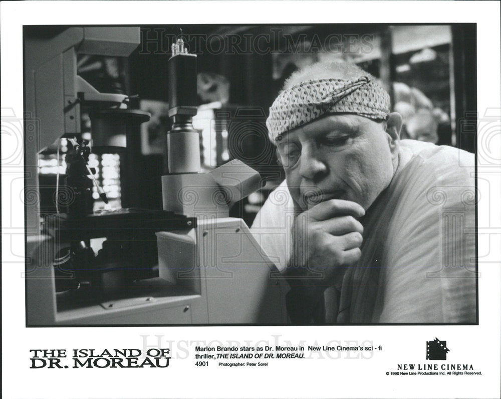 1996 Press Photo Marlon Brando Actor Island Dr. Moreau Sci-Fi Thriller Movie - Historic Images