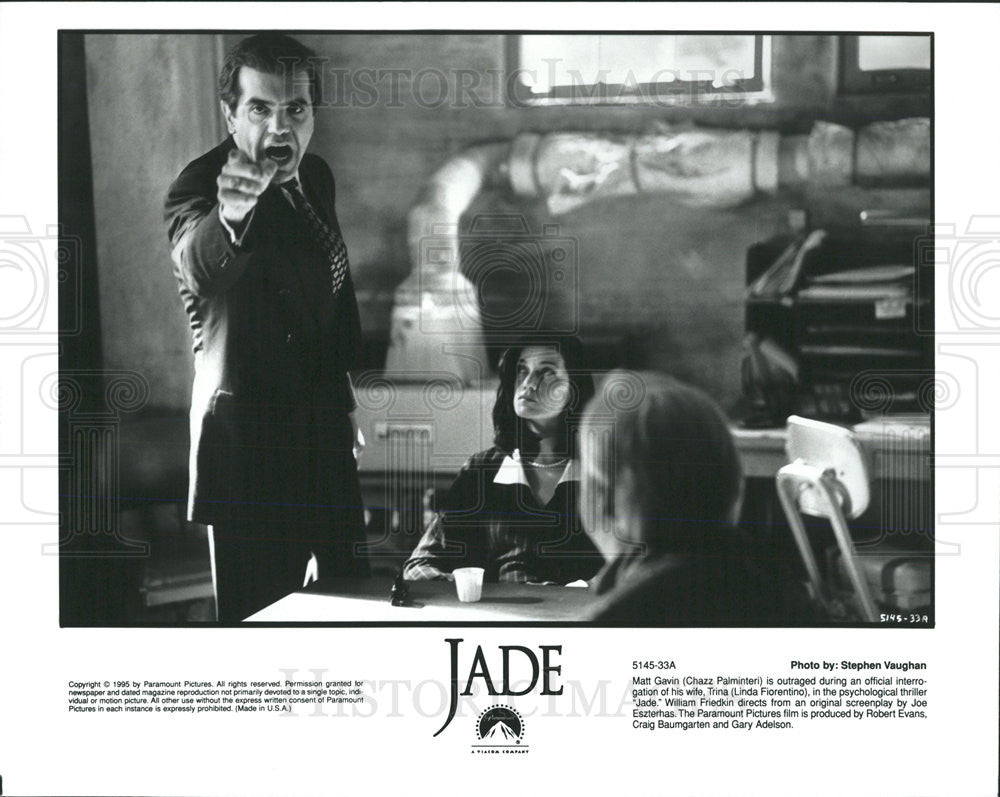 1995 Press Photo Chazz Palminteri &amp; Linda Fiorentino In The Thriller Jade - Historic Images