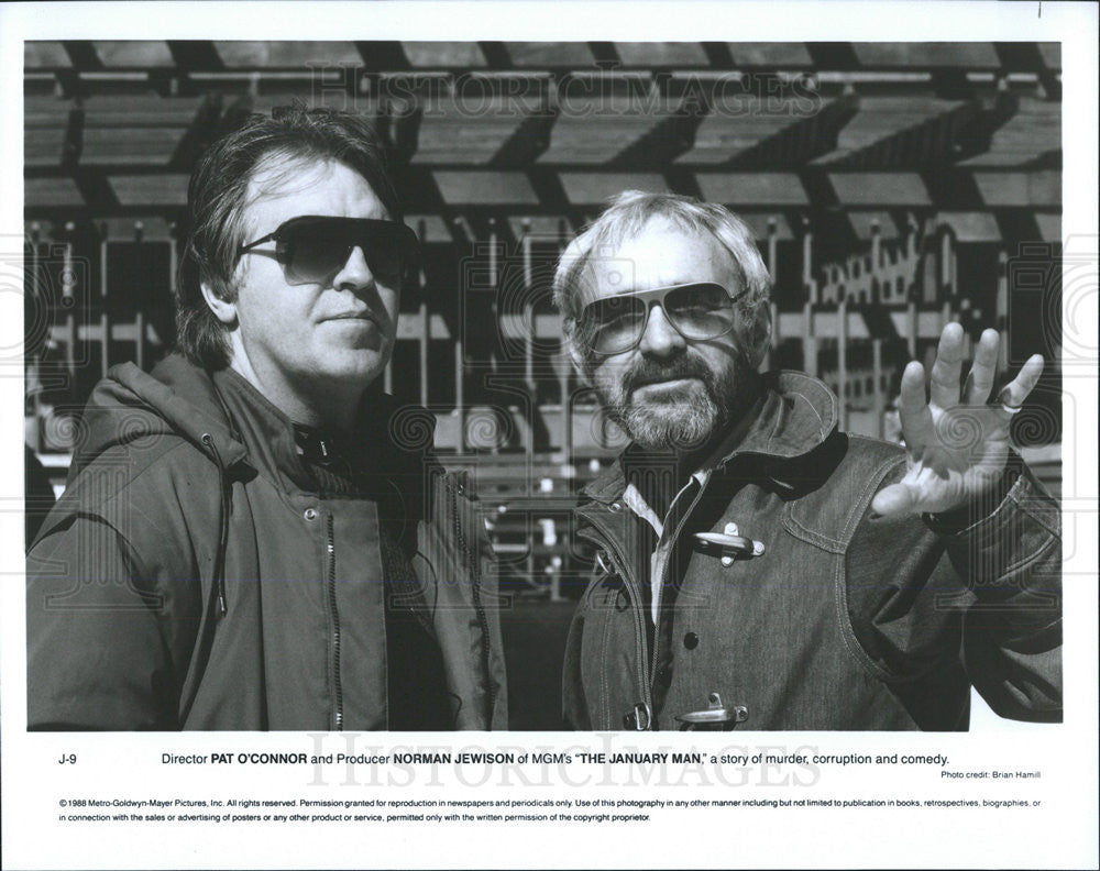 1988 Press Photo Director Pat O&#39;Connor, Producer Norman Hewison, The January Man - Historic Images