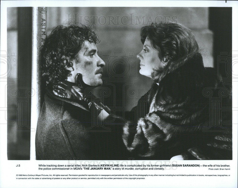 1988 Press Photo Kevin Kline Actor Susan Sarandon Actress January Men Movie - Historic Images