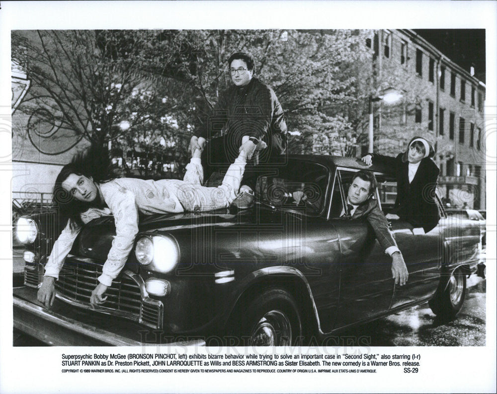 1989 Press Photo Bronson Pinchot, Stuart Pankin, John Larroquette &quot;Second Sight&quot; - Historic Images