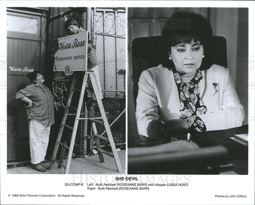 1989 Press Photo Roseanne Barr Actress Linda Hunt She-Devil Comedy Movie Film - Historic Images