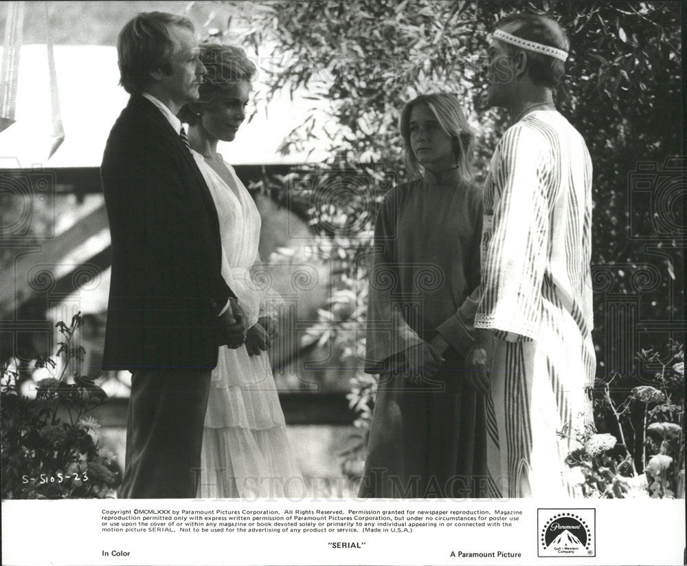 1980 Press Photo Martin Mull, Tuesday Weld, Jennifer McAllister &amp; Tom Smothers - Historic Images