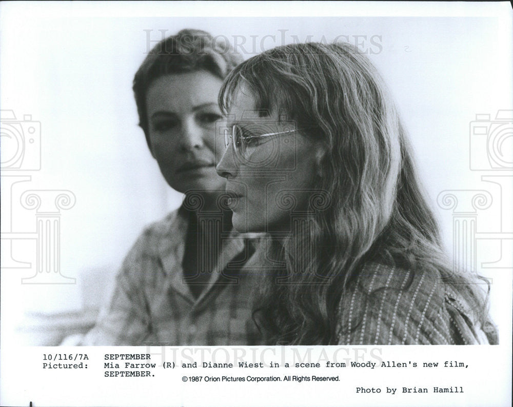 1987 Press Photo Mia Farrow Actress Dianne West Woody Allen Film September - Historic Images