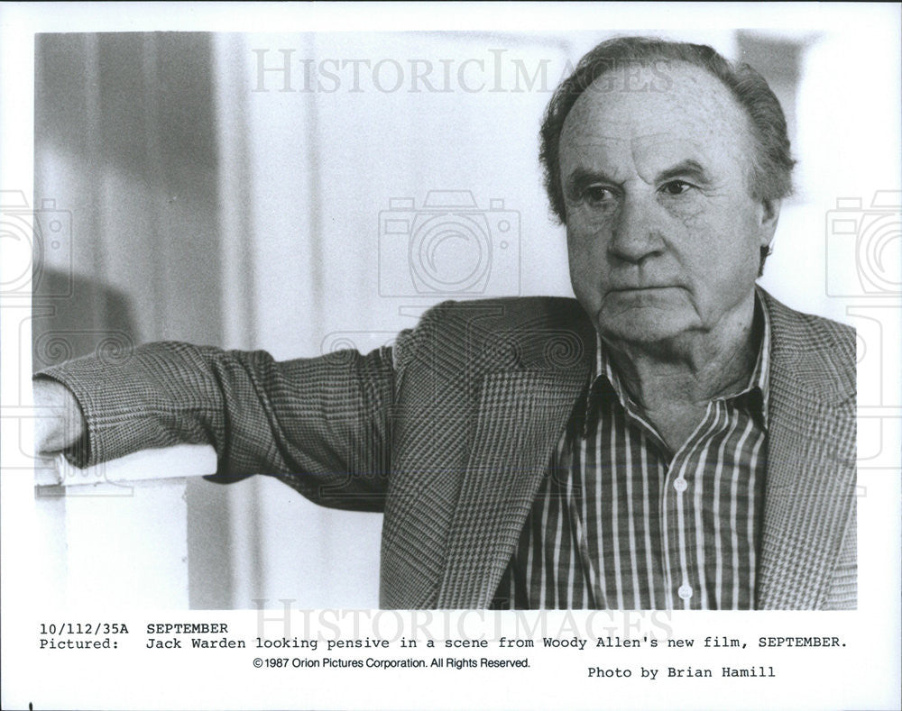 1987 Press Photo Jack Warden Actor Scene Woody Allen Film September - Historic Images