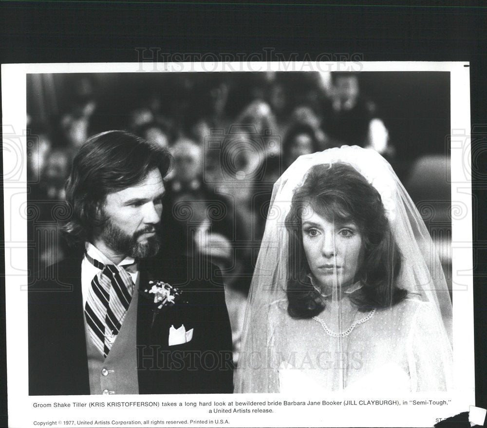 1977 Press Photo Kris Kristofferson Actor Jill Clayburgh Actress Semi-Tough Film - Historic Images