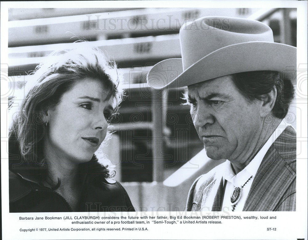 1977 Press Photo Jill Clayburgh Actress Robert Preston Actor Semi-Tough Movie - Historic Images