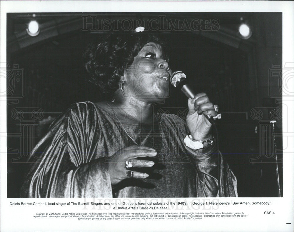 1983 Press Photo Delois Barrett Cambell Singer Gospel Say Amen Somebody - Historic Images