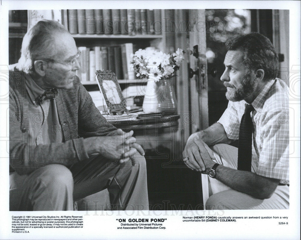 1981 Press Photo Henry Fonda Actor Dabney Coleman On Golden Pond Film Movie - Historic Images