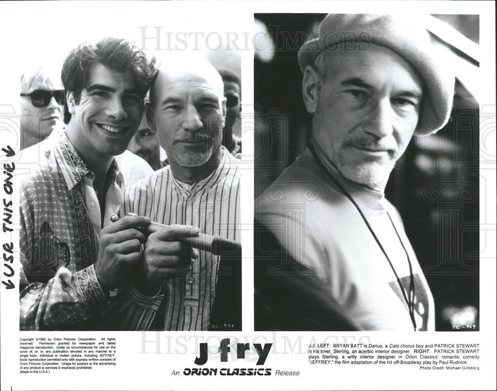 1995 Press Photo Bryant Batt and Patrick Stewart star in &quot;Jeffrey&quot; - Historic Images