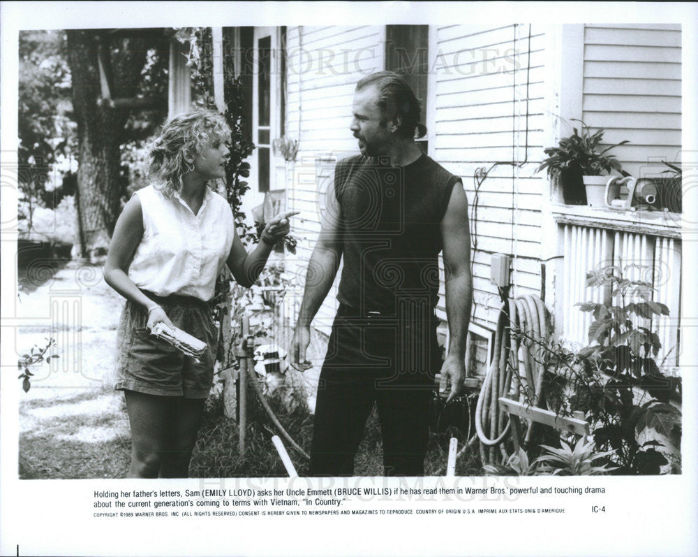 1989 Press Photo Bruce Willis &amp; Emily Lloyd Star In In Country - Historic Images