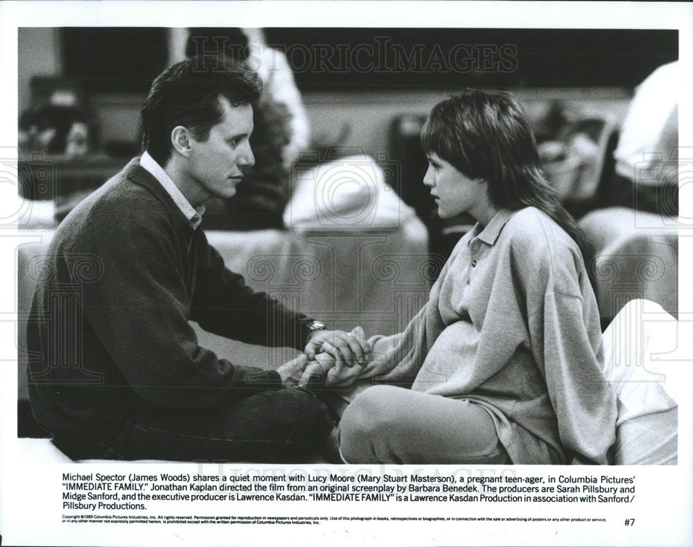 1989 Press Photo James Woods &amp; Mary Stuart Masterson Star In Immediate Family - Historic Images