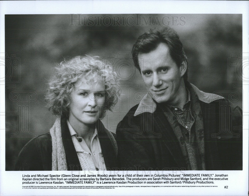 1989 Press Photo Glenn Close &amp; James Woods Star In Immediate Family - Historic Images