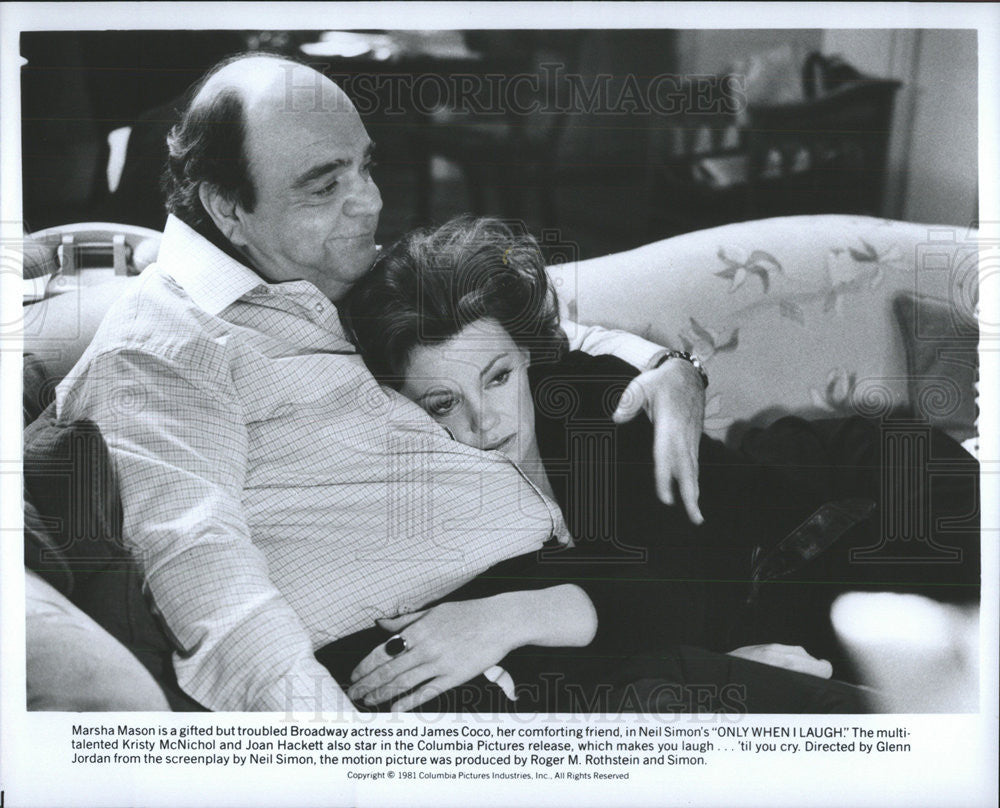 1981 Press Photo Marsha Mason and James Coco in &quot;Only When I Laugh&quot; - Historic Images