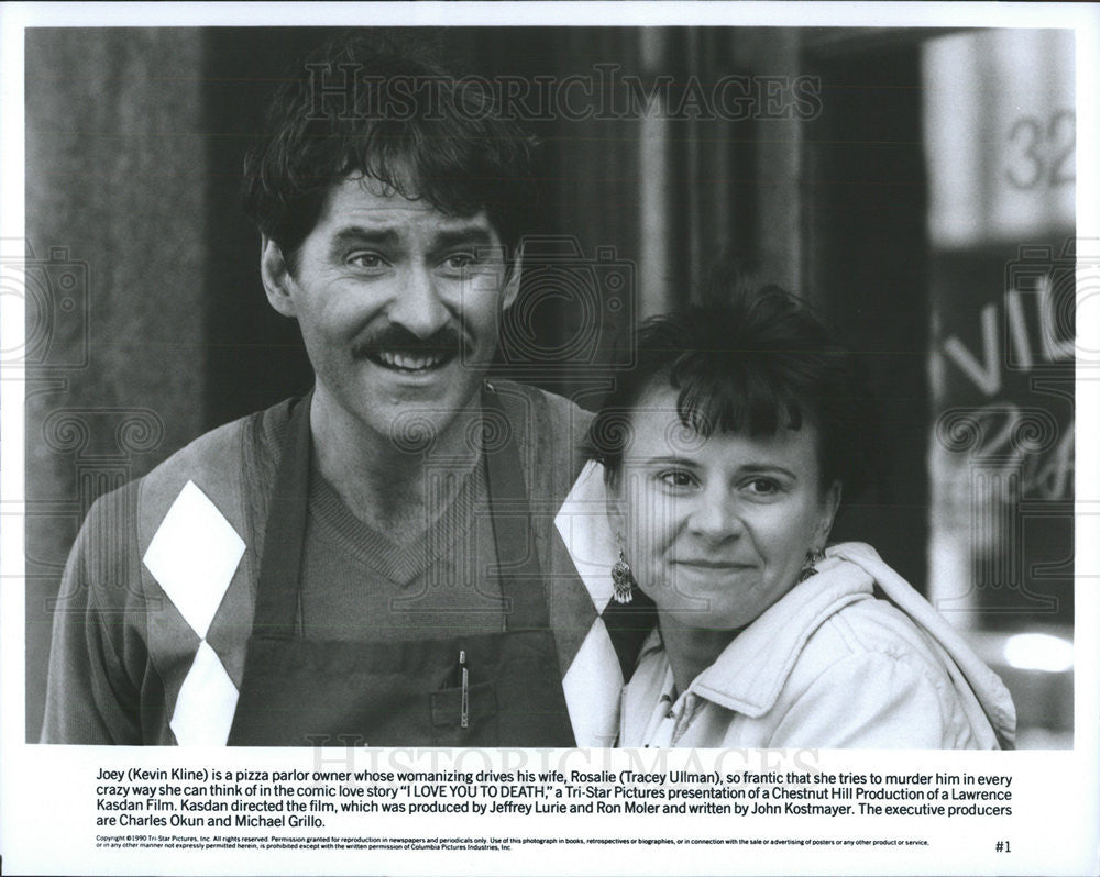 1990 Press Photo Kevin Kline and Tracey Ullman in &quot;I Love You To Death&quot; - Historic Images