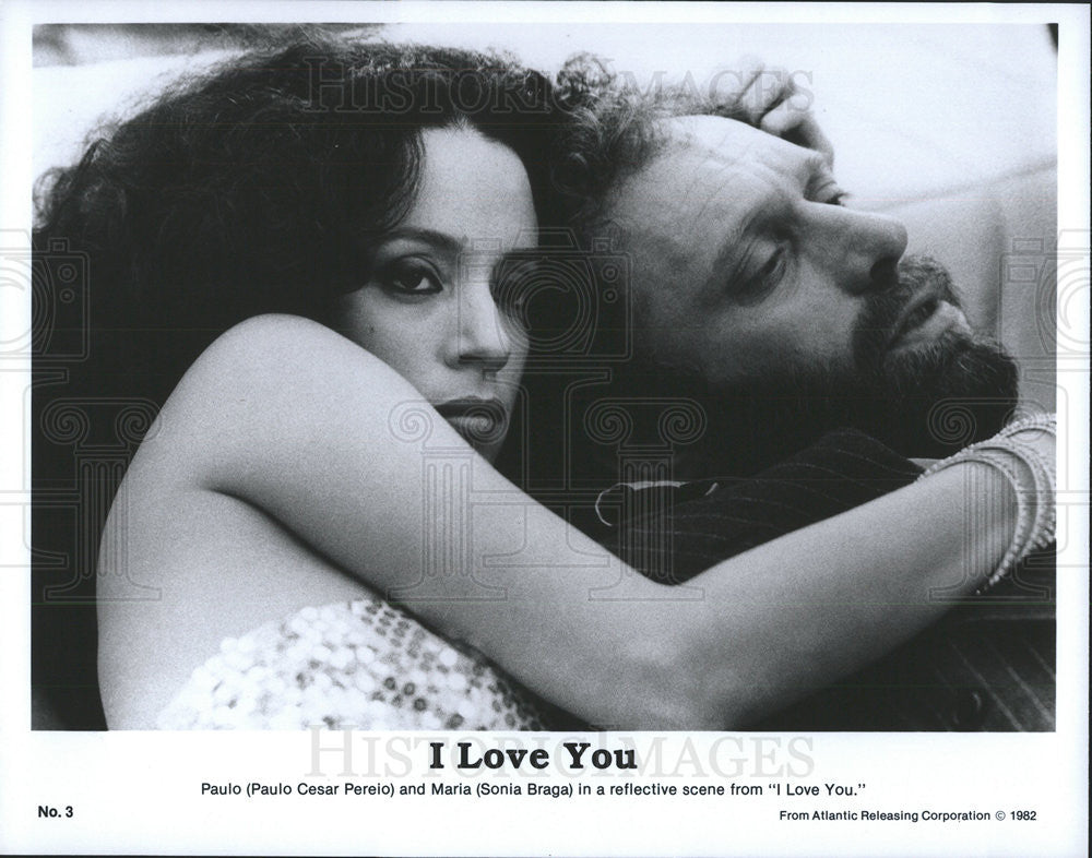 1982 Press Photo Paulo Cesar Pereio and Sonia Braga in &quot;I Love You&quot; - Historic Images