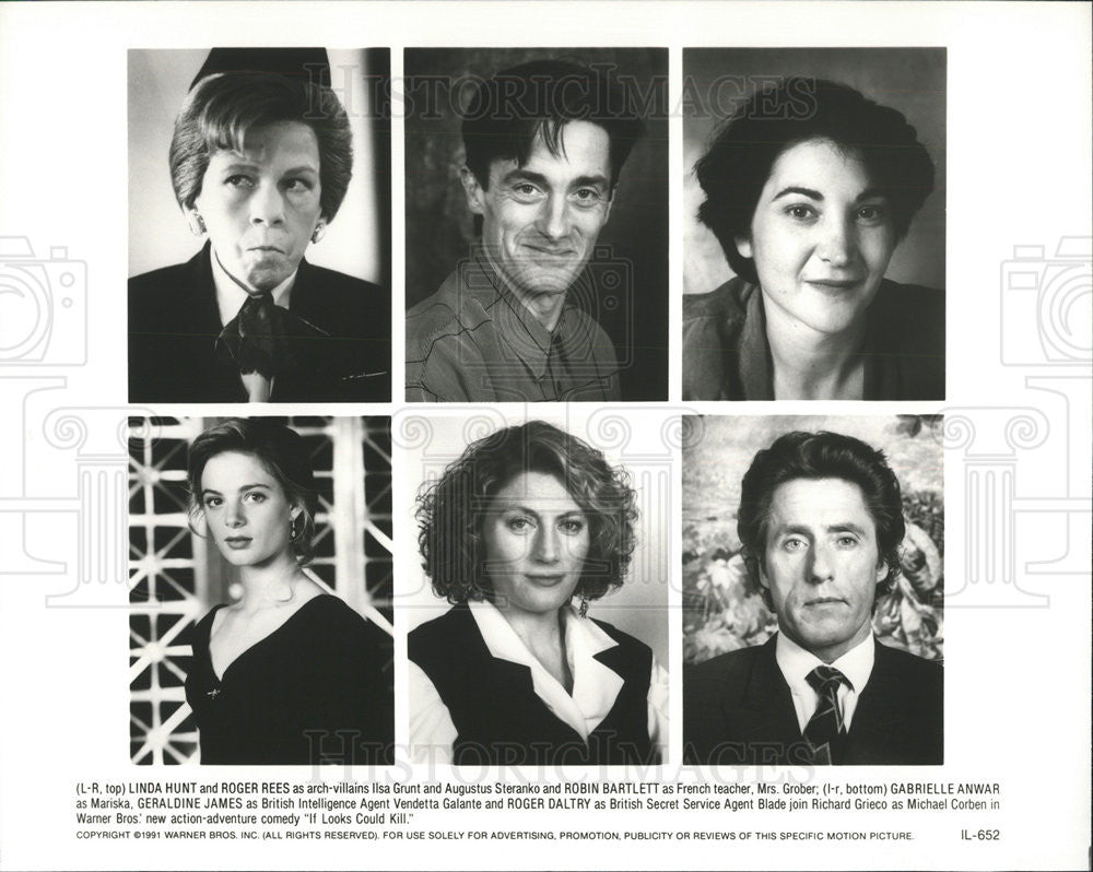 1991 Press Photo Linda Hunt, Roger Rees, Robin Bartlett &quot;If Looks Could Kill&quot; - Historic Images