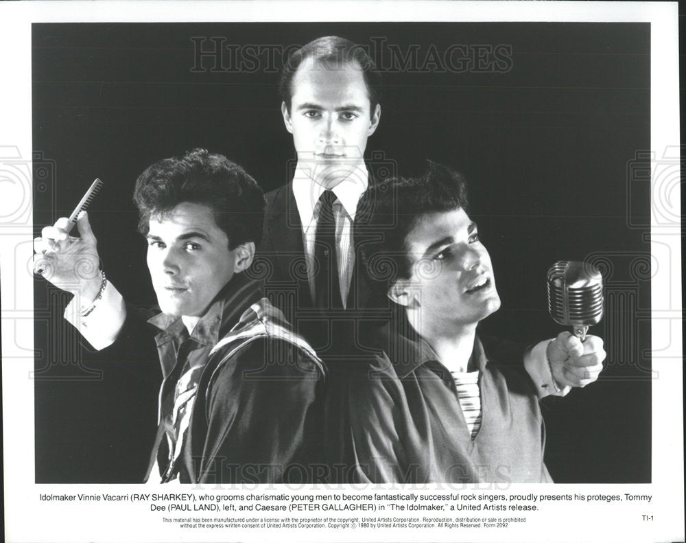 1980 Press Photo Ray Sharkey, Paul Land and Peter Gallagher &quot;The Idolmaker&quot; - Historic Images