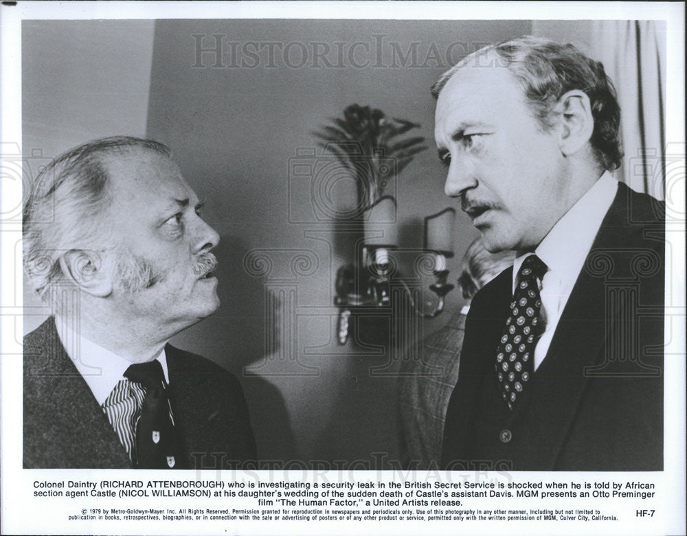 1979 Press Photo Richard Attenborough and Nicol Williamson in &quot;The Human Factor&quot; - Historic Images