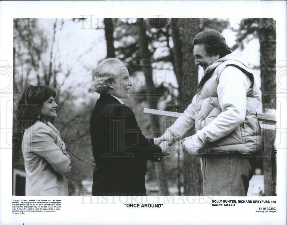 1990 Press Photo Holly Hunter, Richard Dreyfuss and Danny Aiello &quot;Once Around&quot; - Historic Images