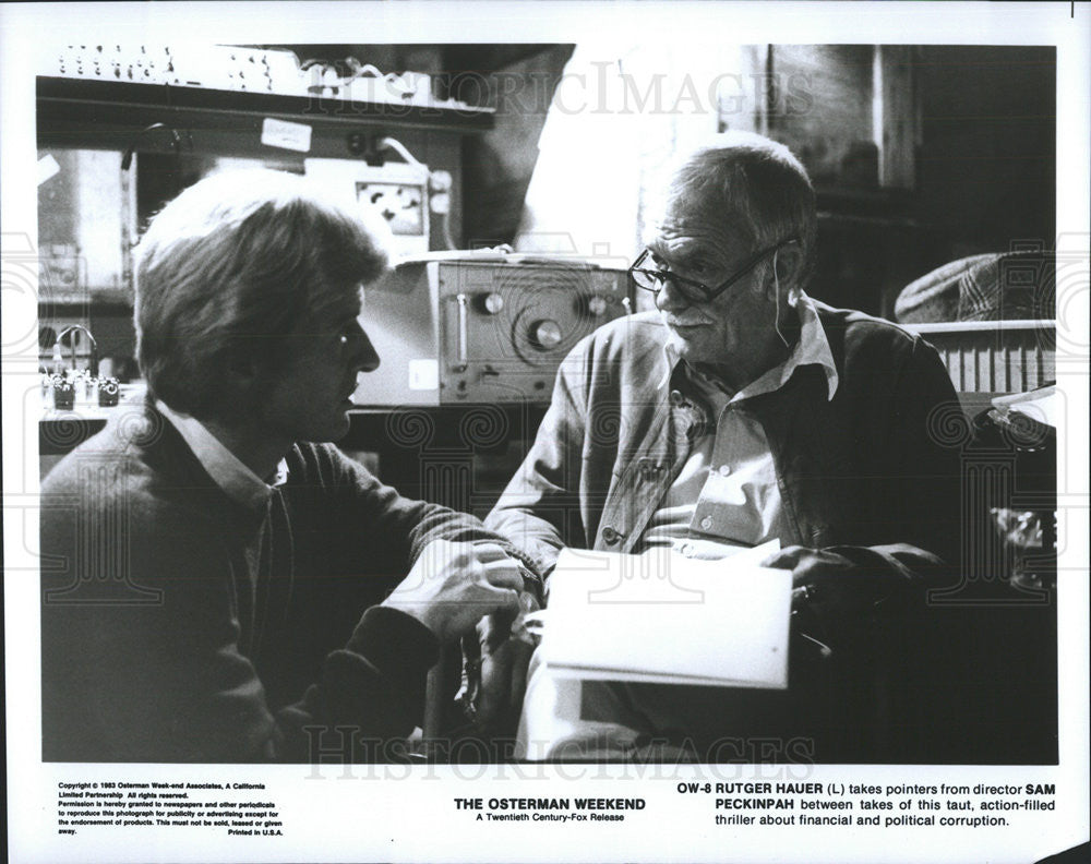 1983 Press Photo Rutger Hauer and Sam Peckinpah in &quot;The Osterman Weekend&quot; - Historic Images