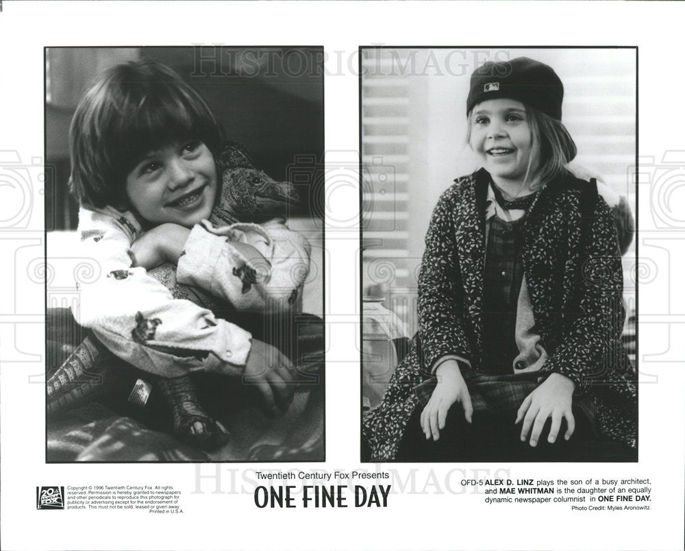 1996 Press Photo Alex D. Linz and Mae Whitman in &quot;One Fine Day&quot; - Historic Images