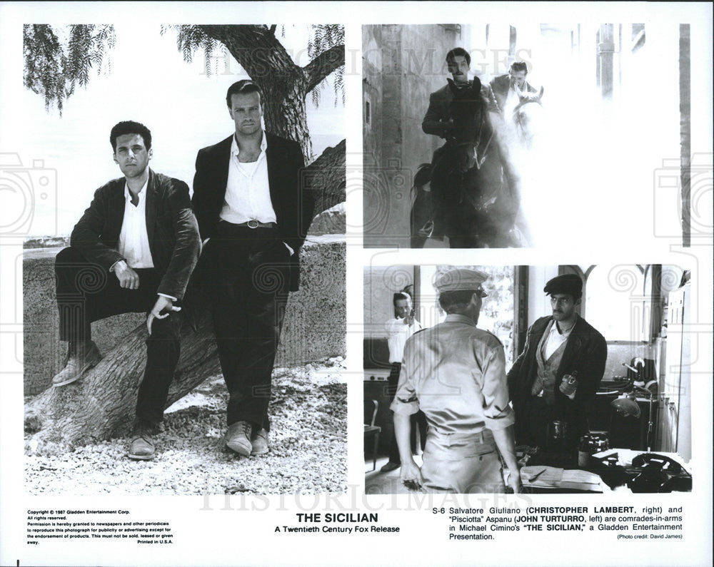 1987 Press Photo Christopher Lambert &amp; John Turturro Star In The Sicilian - Historic Images