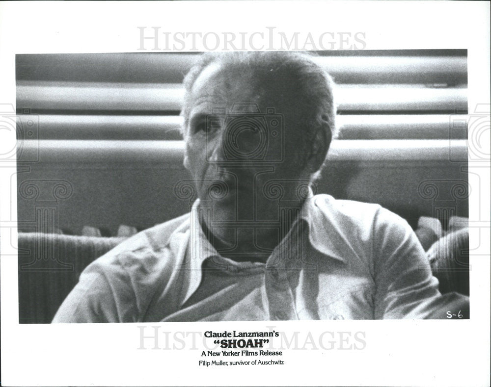 1985 Press Photo Film Shoah  Filip Muller Survivor of Auschwitz - Historic Images