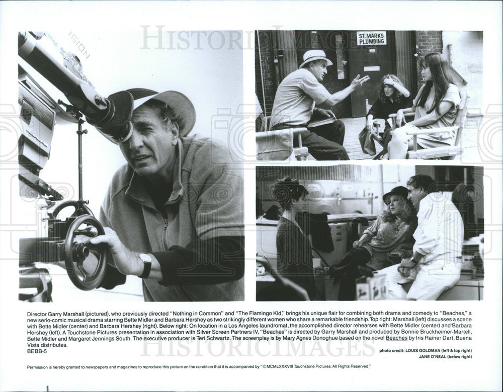 1988 Press Photo Garry Marshall Director Bette Midler Barbara Hershey Actors - Historic Images