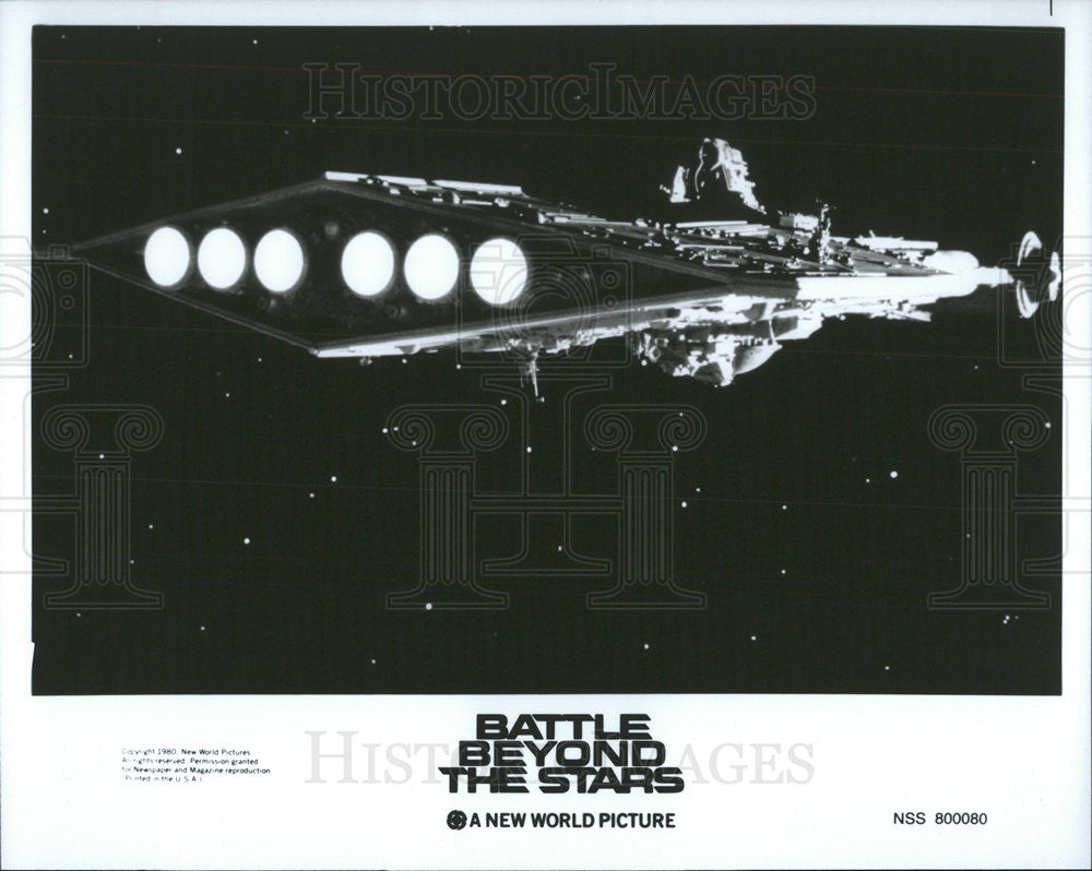 1980 Press Photo Film Battle Beyond the Stars George Peppard Richard Thomas - Historic Images