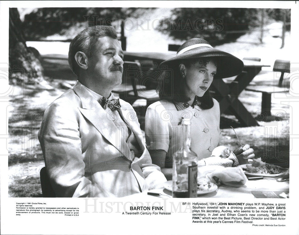 1991 Press Photo John Mahoney Actor Judy Davis Actress Comedy Film Barton Fink - Historic Images