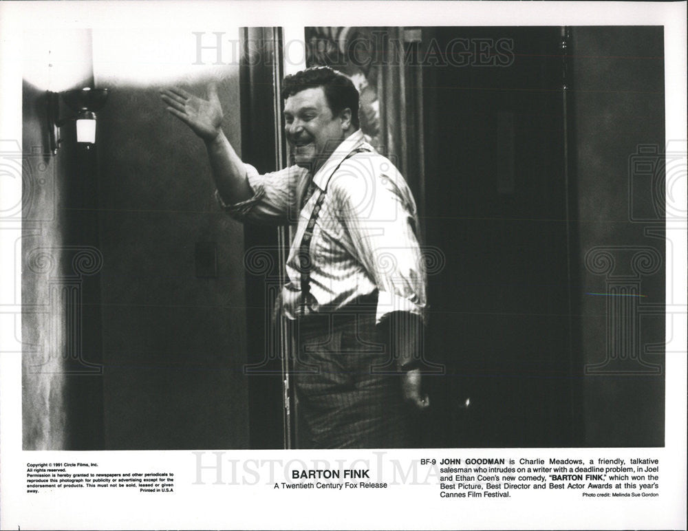 1991 Press Photo John Goodman Actor Comedy Film Movie Barton Fink - Historic Images