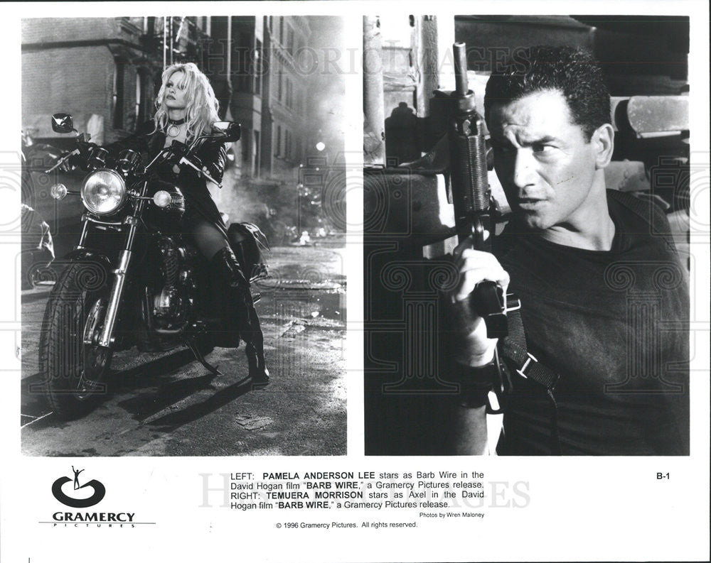 1996 Press Photo Pamela Anderson Lee Actress Temuera Morrison Actor Barb Wire - Historic Images