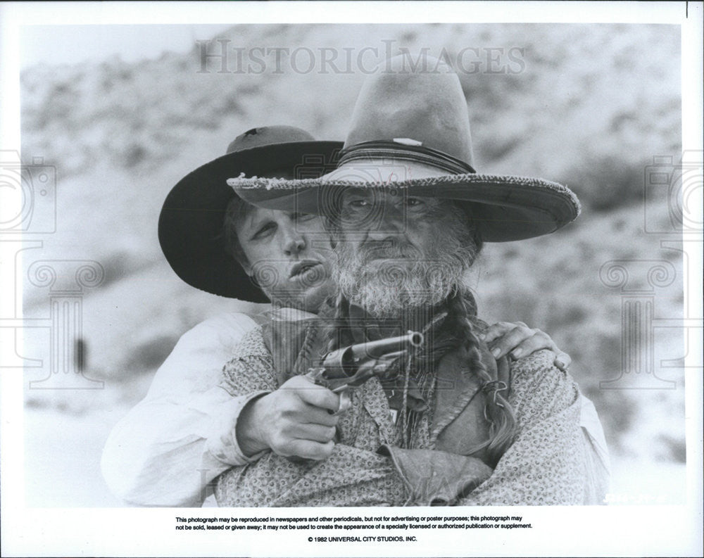 1982 Press Photo Film Barbarosa Gary Busey Willie Nelson Isela Vega - Historic Images