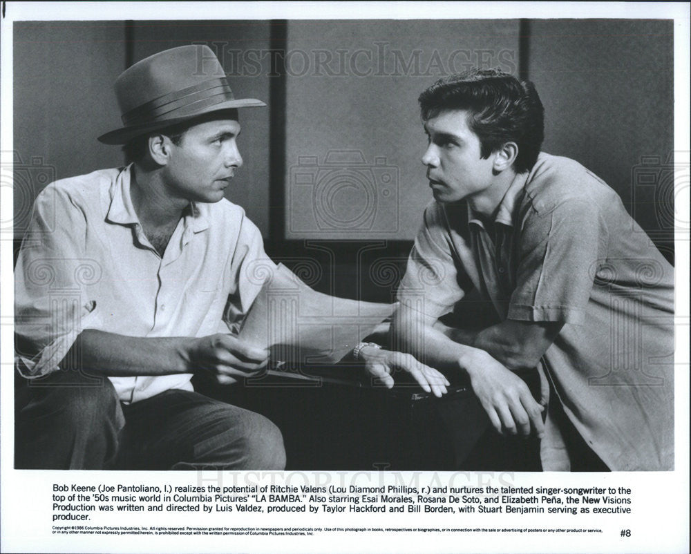 1986 Press Photo Joe Pantoliano Actor Lou Diamond Phillips La Bamba Film Movie - Historic Images