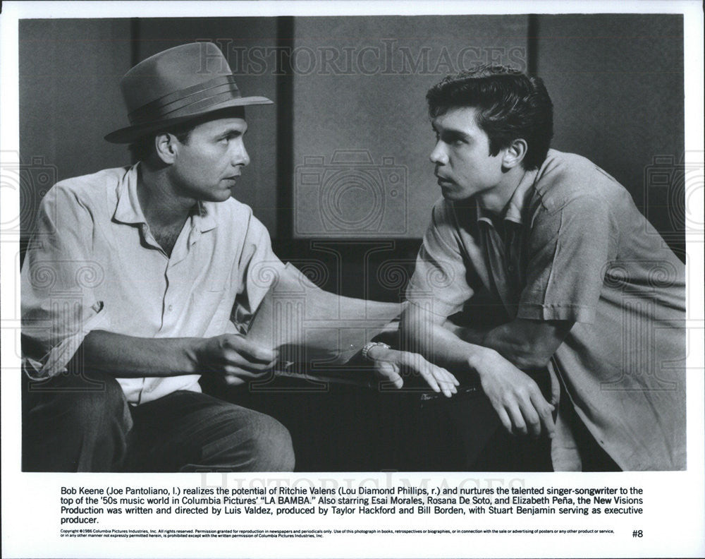 1986 Press Photo Joe Pantoliano Lou Diamond Phillips La Bamba Ritchie Valens - Historic Images