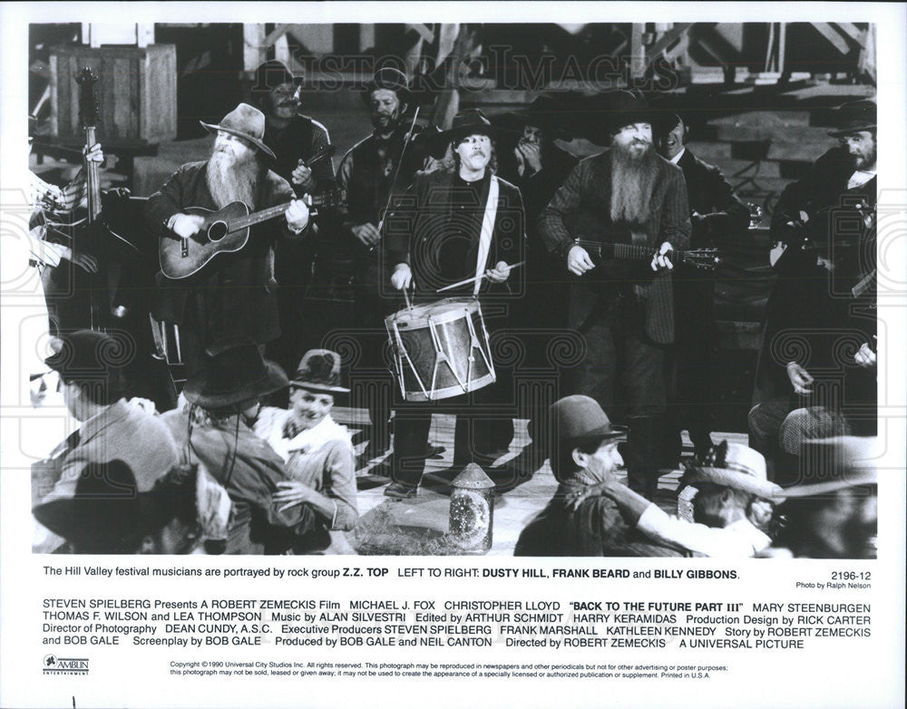 1990 Press Photo Z.Z. Top Musical Group Dusty Hill Frank Beard Billy Gibbons - Historic Images