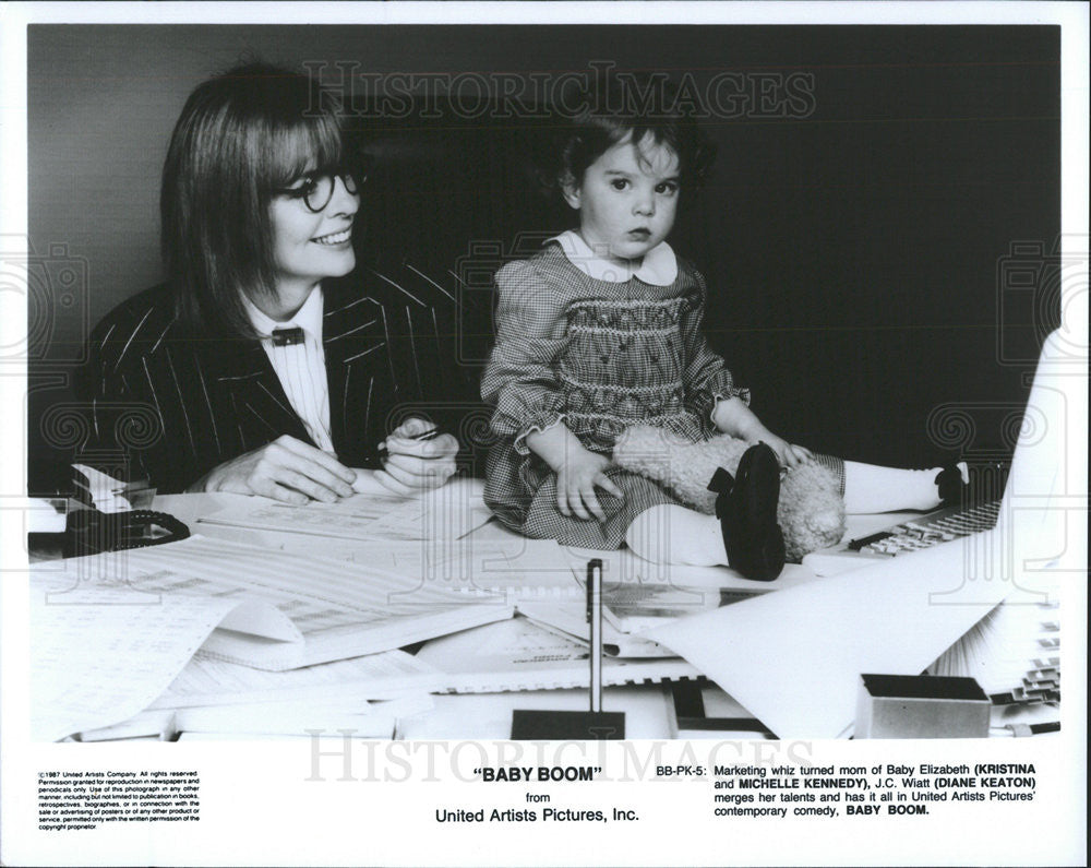 1987 Press Photo Film Baby Boom Diane Keaton Kristina and Michelle Kennedy - Historic Images