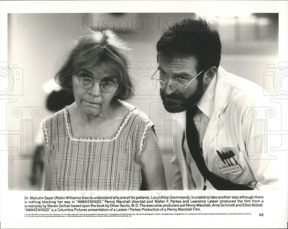 1990 Press Photo Awakenings Robin Williams Alice Drummon - Historic Images