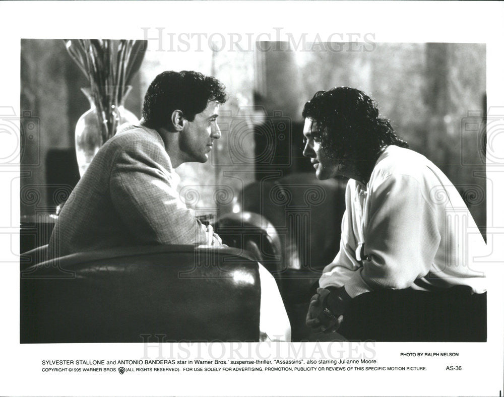 1995 Press Photo Sylvester Stallone Antonio Banderas Assassins - Historic Images