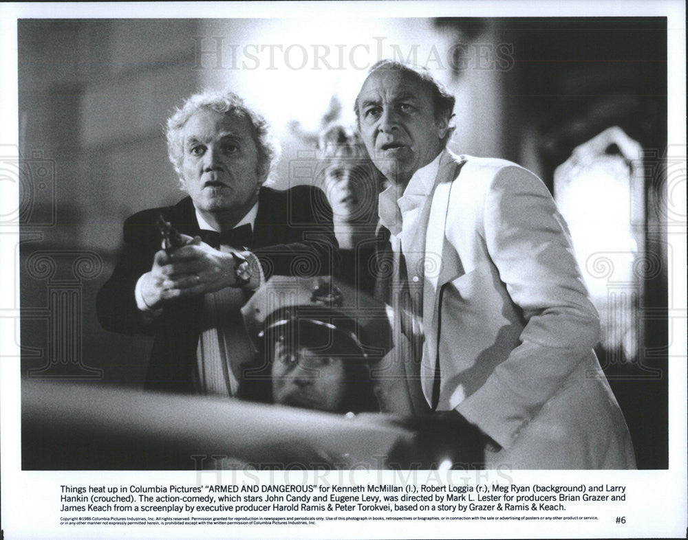 1986 Press Photo Kenneth McMillan Robert Loggia Meg Ryan Larry Hankin Actors - Historic Images