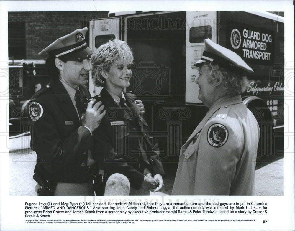 1986 Press Photo Armed and Dangerous Eugene Levy eg Ryan Kenneth McMillan - Historic Images