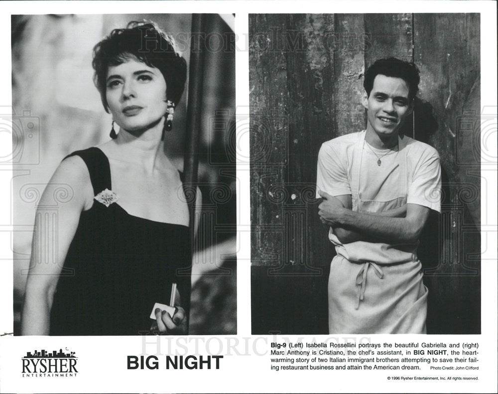 1996 Press Photo Isabella Rossellini Marc Anthony Big Night - Historic Images