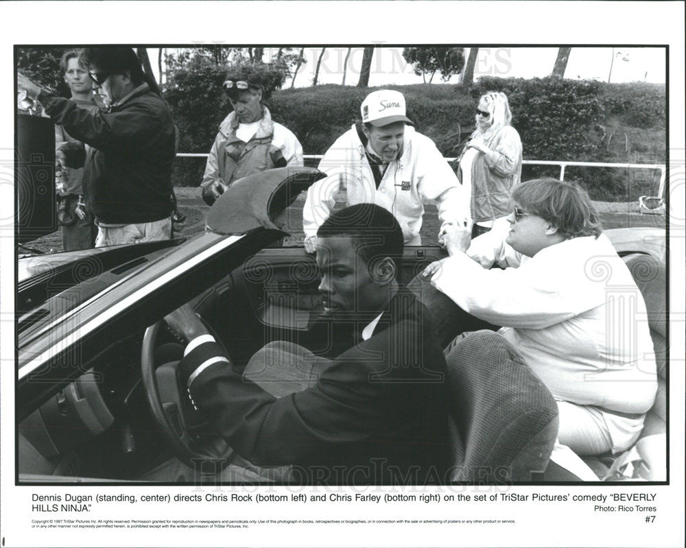 1997 Press Photo Beverly Hills Ninja Dennis Dugan Chris Rock Chris Farley - Historic Images