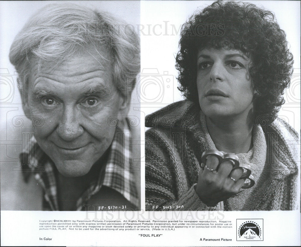 1978 Press Photo Film Foul Play Chevy Chase Goldie Hawn Burgess Meredith - Historic Images