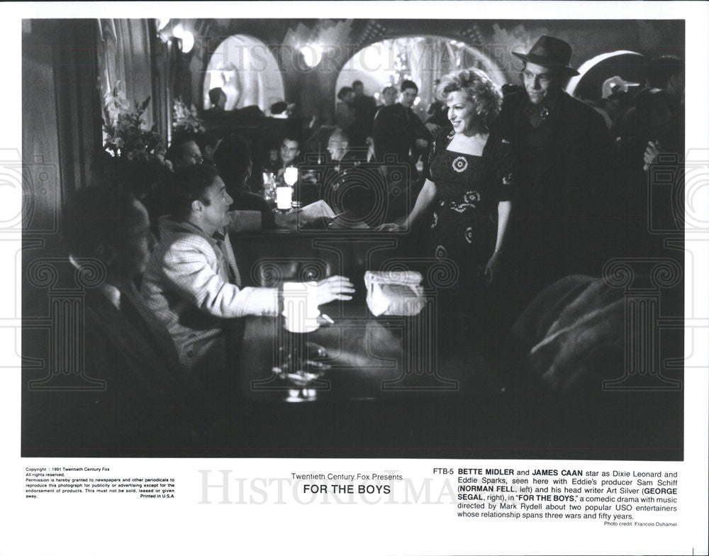 1991 Press Photo For the Boys Bette Midler James Caan Norman Fell George Segal - Historic Images