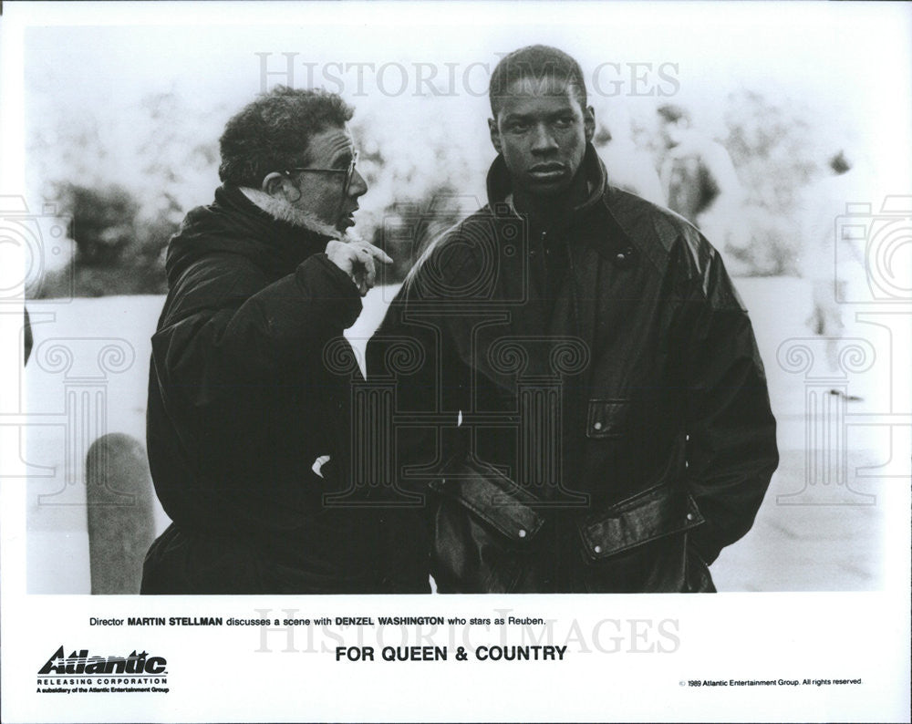 1989 Press Photo Martin Stellman &amp; Denzel Washington In &quot;For Queen &amp; Country&quot; - Historic Images