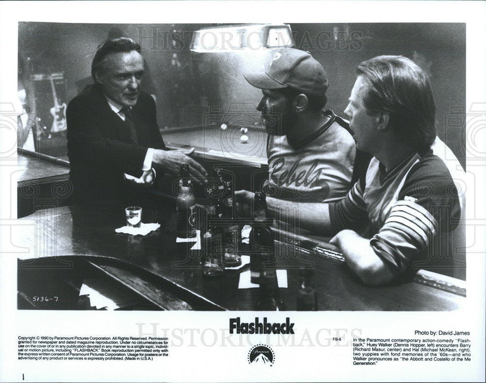 1990 Press Photo Dennis Hopper, Richard Masur &amp; Michael McKean In &quot;Flashback&quot; - Historic Images