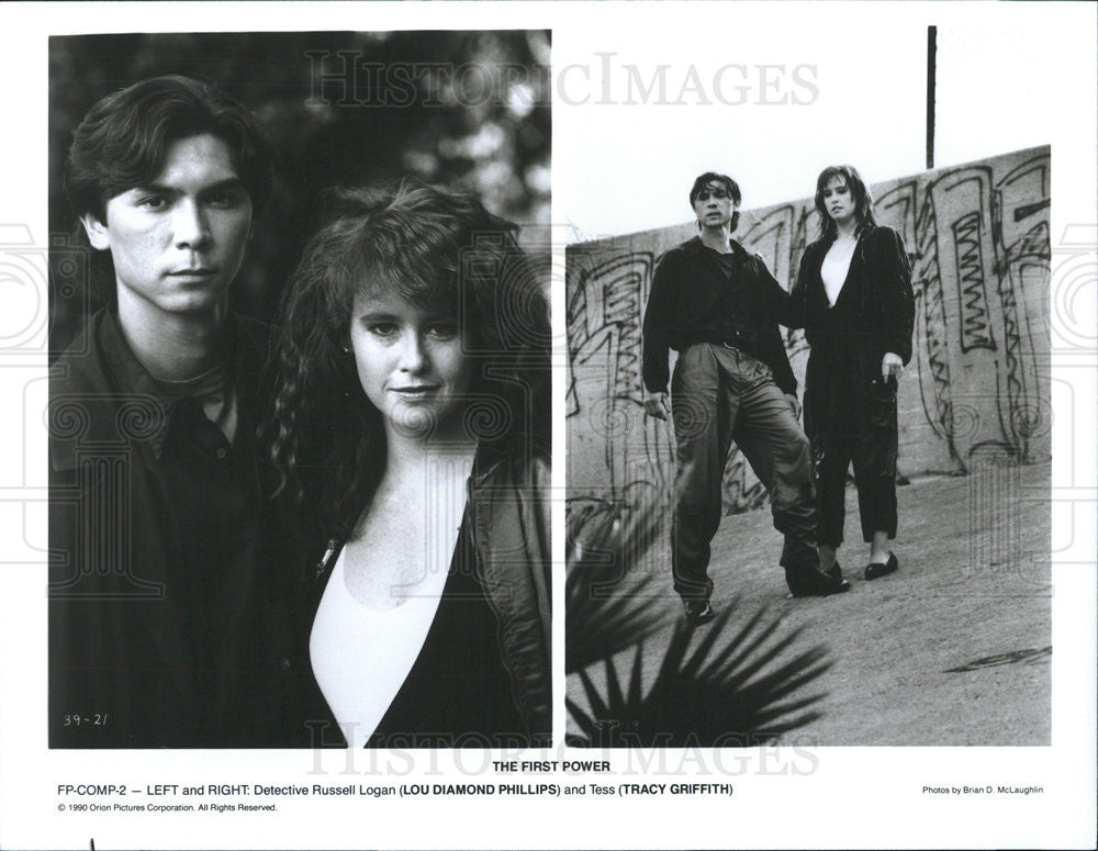 1990 Press Photo Lou Diamond Phillips &amp; Tracy Griffith In &quot;The First Power&quot; - Historic Images